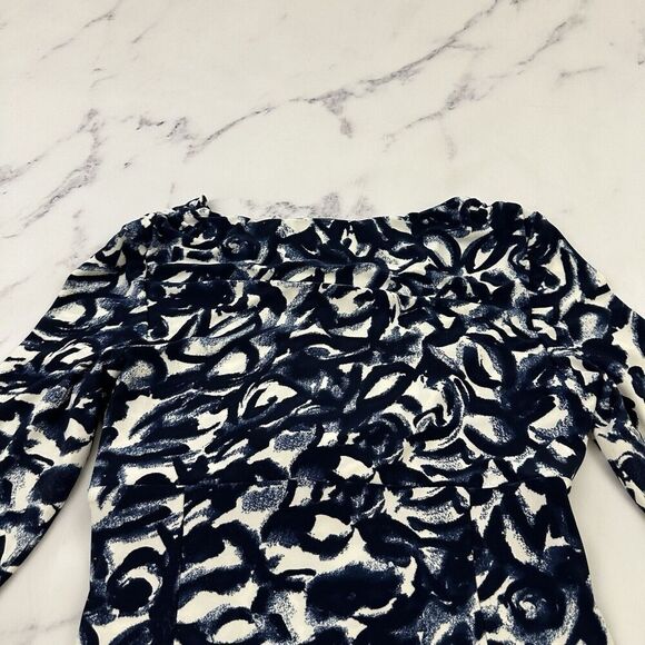 Lauren Ralph Lauren Womens Draped Sheath Dress Size 10 Blue White Stretch - Picture 8 of 10